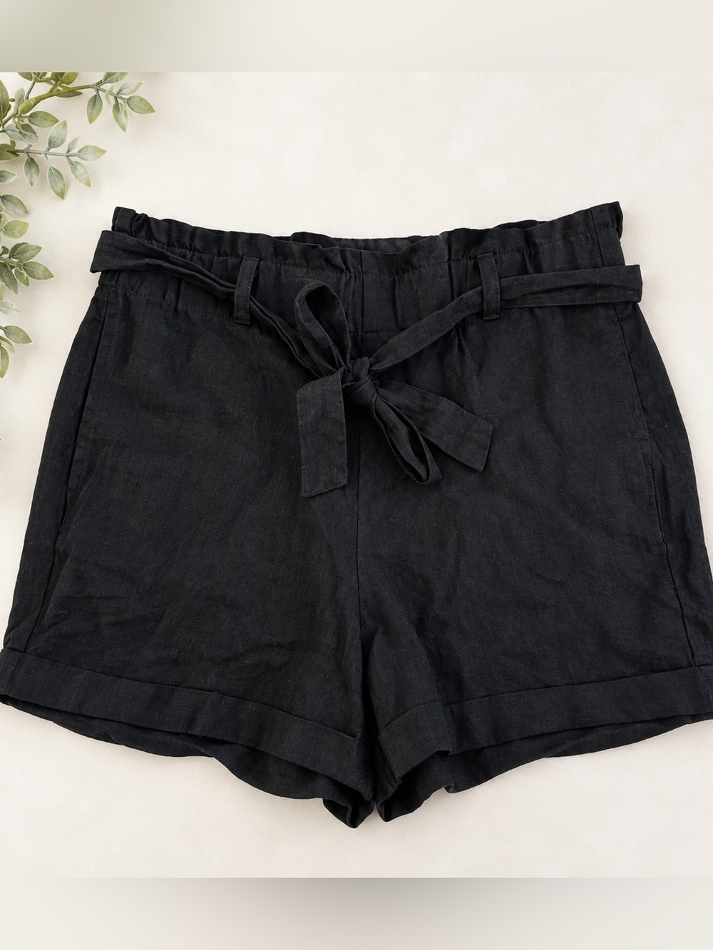 NWT revamped black tie high waist shorts k